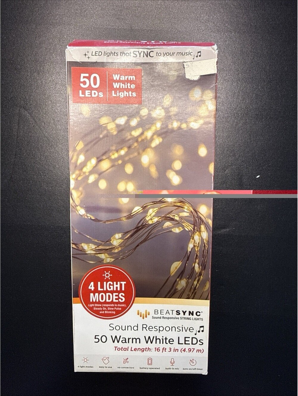 Beatsync 50 Warm White LED Sound Activated Mini Lights Sync to Your Music NEW